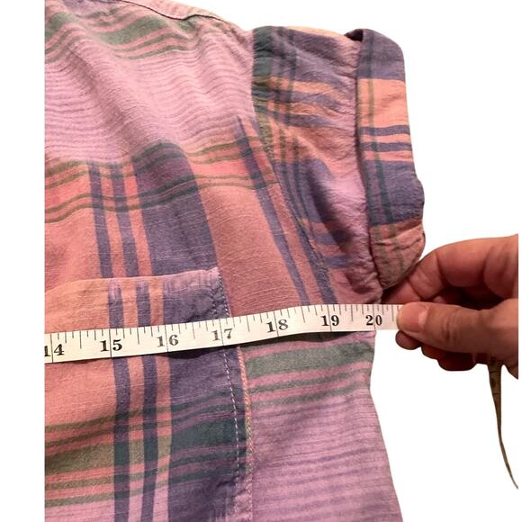 Pilcro Anthropologie Hannah Surf Top Cotton Blouse Soft Lavender Plaid, size XS - Picture 4 of 7